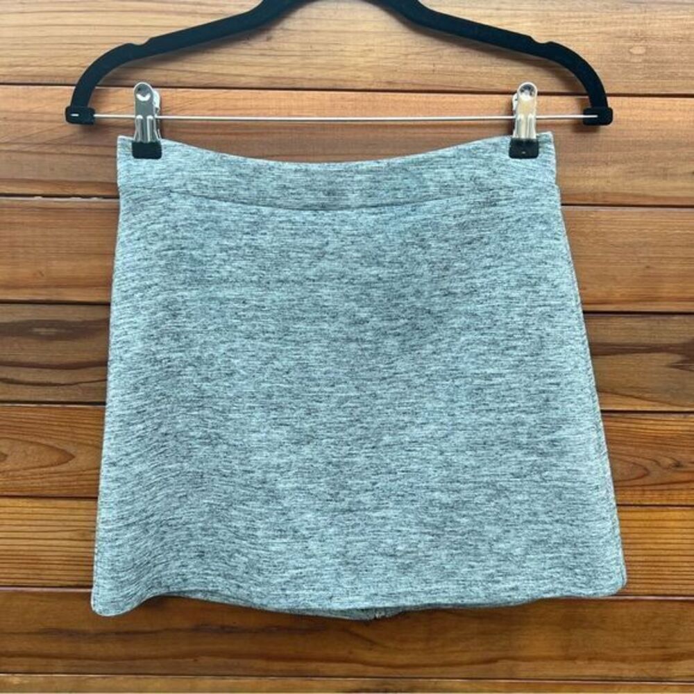 Zippered Marled Gray Mini Skirt